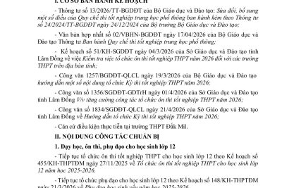 KẾ HOẠCH CHUẨN BỊ CHO KỲ THI TỐT NGHIỆP THPT NĂM 2026 TẠI ĐIỂM THI TRƯỜNG THPT ĐẮK MIL