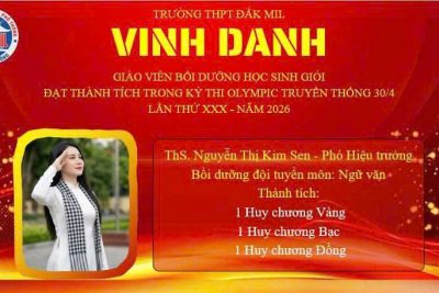 Vinh danh giáo viên bồi dưỡng và học sinh đạt giải trong Kỳ thi Olympic truyền thống 30/4 lần thứ XXX – Năm 2026
